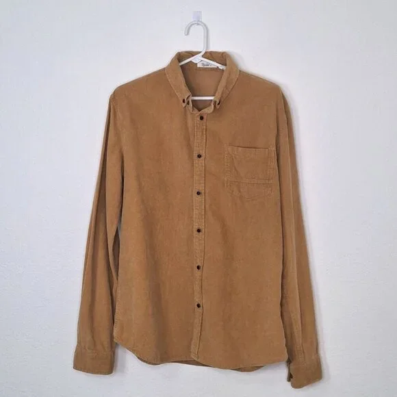 Reverb Mens Corduroy Shirt Sz XL Button Down Western Cowboy 70s Rodeo Camel - Picture 2 of 11